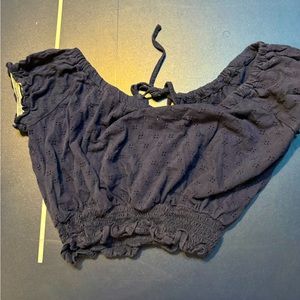 dark blue scrunched crop top women’s small
